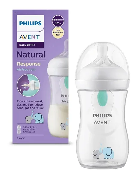 Avent SCY673/81 Biberon Natural Response anti-colici model elefant 0+ luni 260 ml PHILIPS AVENT — preț și oferte
