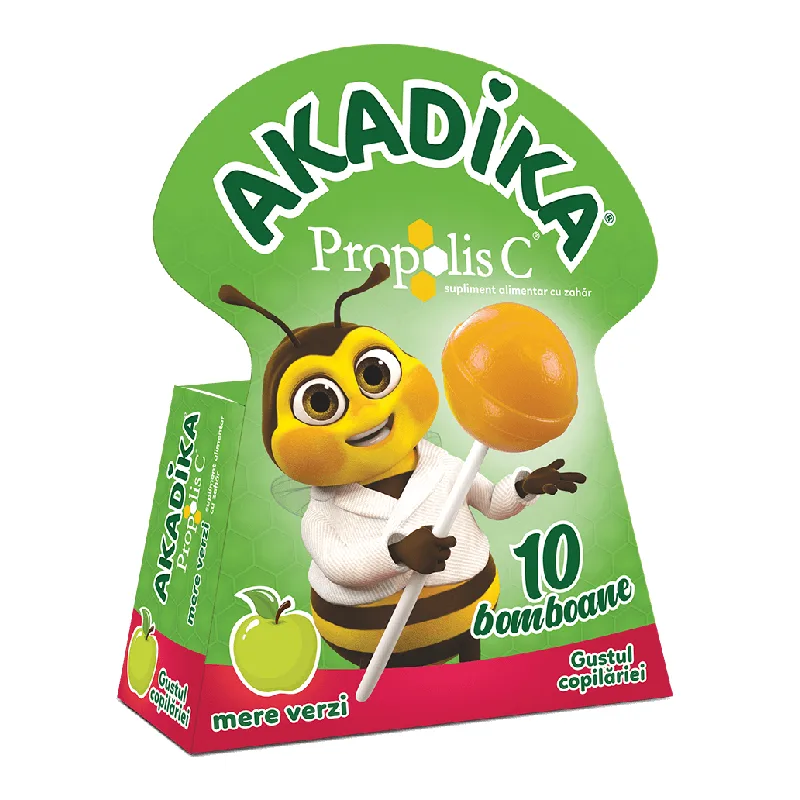 Acadele Propolis C cu mere verzi, 10 bucati, Akadika — preț și oferte