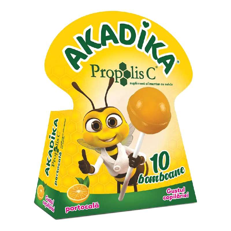 Acadele Propolis C cu portocala, 10 acadele, Akadika — preț și oferte