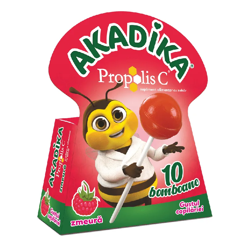 Acadele Propolis C cu zmeura, 10 bucati, Akadika — preț și oferte
