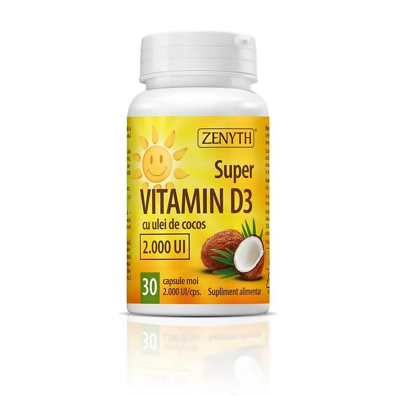 Super Vitamina D3 cu ulei de cocos 2000UI 30 capsule moi Zenyth — preț și oferte
