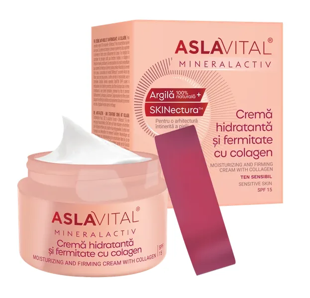 Aslavital mineral activ crema hidratanta si fermitate cu colagen cu argila si skinectura 50 ml — preț și oferte