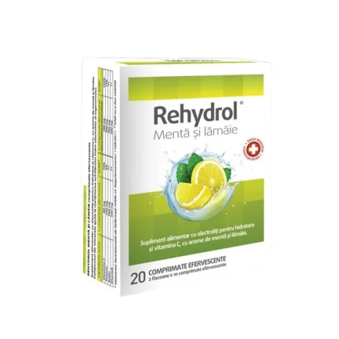 Rehydrol menta si lamaie 20 comprimate efervescente MBA Pharma — preț și oferte