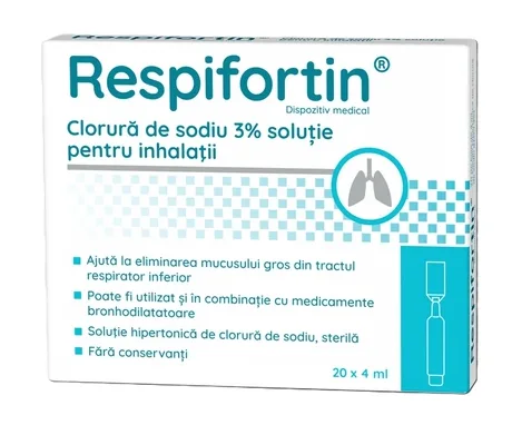 Respifortin clorura de sodiu 3% solutie pentru inhalatii 4 ml 20 flacoane ZDROVIT — preț și oferte