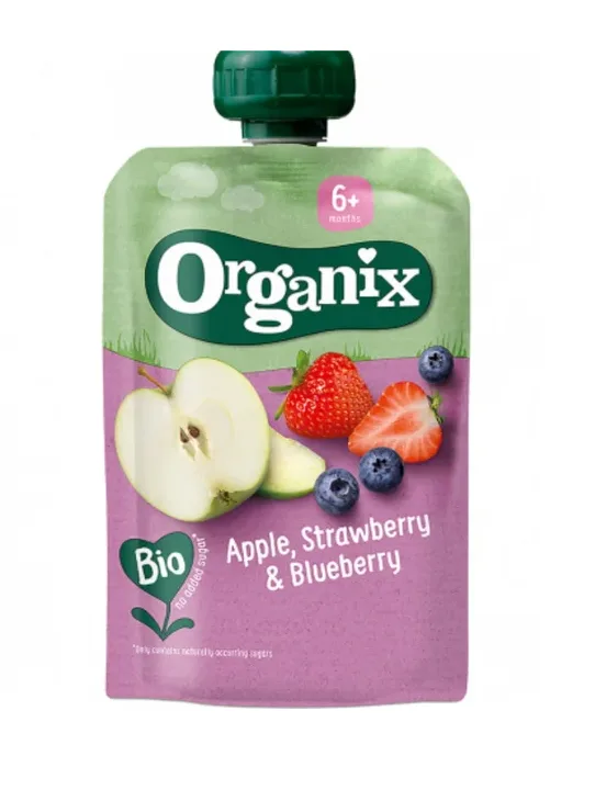 Organix Piure bio de mere, capsuni si afine 6+ luni 100 g — preț și oferte