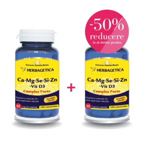 Ca + Mg + Se + Si + Zn Organice cu D3 60 capsule oferta 1 + 1 50% din al II - lea HERBAGETICA — preț și oferte