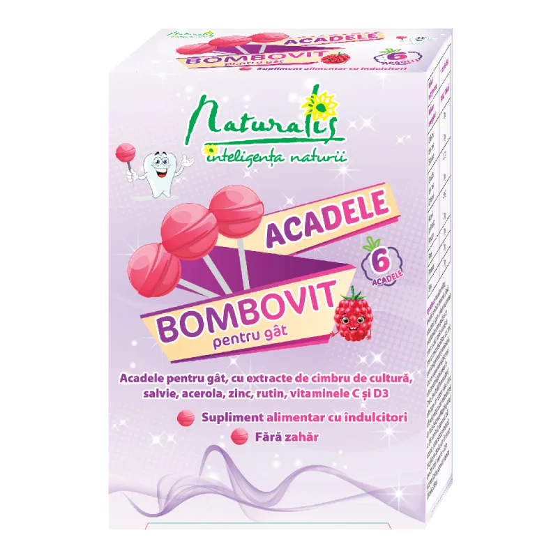 Acadele Bombovit impotriva durerilor in gat, 6 g, 6 acadele, Naturalis — preț și oferte
