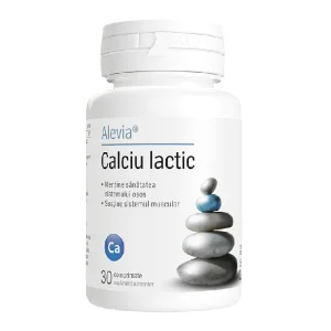 Calciu lactic, 30 comprimate, Alevia