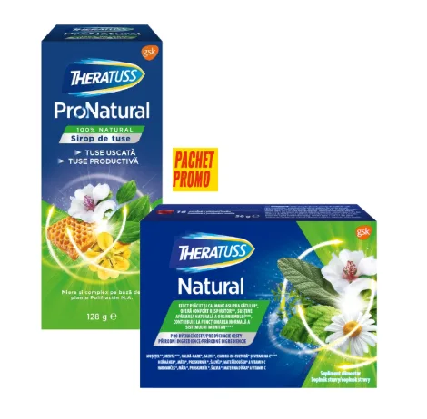 Theratuss ProNatural sirop de tuse 128g + Theratuss 16 comprimate — preț și oferte