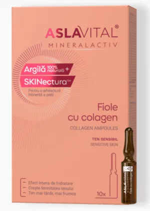 Aslavital Mineralactiv fiole cu colagen, argila si skinectura pentru ten sensibil 10 fiole