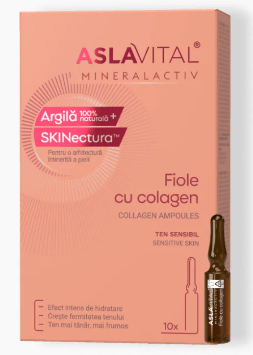 Aslavital Mineralactiv fiole cu colagen, argila si skinectura pentru ten sensibil 10 fiole — preț și oferte