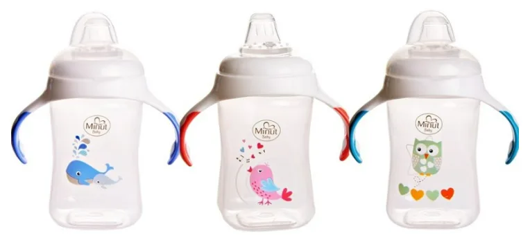 Cană cu mânere și cioc de silicon 300 ml 6+ luni Minut Baby — preț și oferte