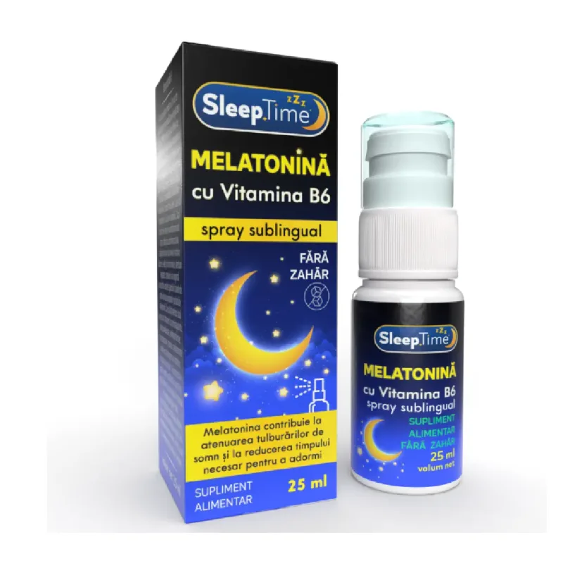 Spray sublingual cu melatonina si vitamina B6 SleepTime, 25 ml, Justin Pharma — preț și oferte