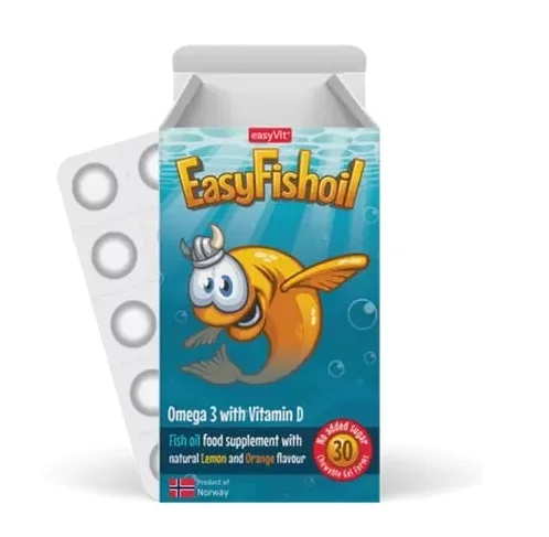 Easy Fishoil omega 3 si vitamina D 30 comprimate masticabile EasyVit — preț și oferte