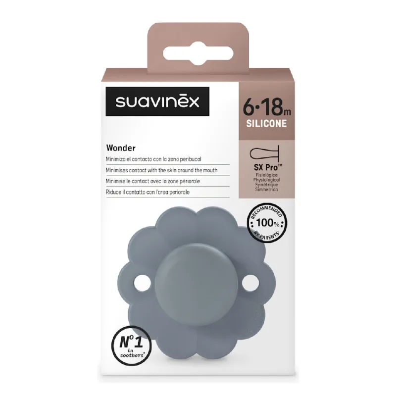 Suzeta fiziologica din silicon Wonder, 6-18 luni, abastru marin, 1 bucata, Suavinex — preț și oferte