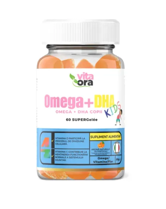 Omega + DHA Kids Jeleuri cu aroma de portocale 60 bucati Vita Ora — preț și oferte