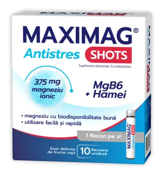 Zdrovit Maxi Mag Antistres Shots Unidoze 10 flacoane — preț și oferte