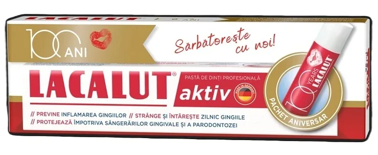 Lacalut Aktiv pasta dinti 75 ml + Balsam de buze 4,8 g — preț și oferte