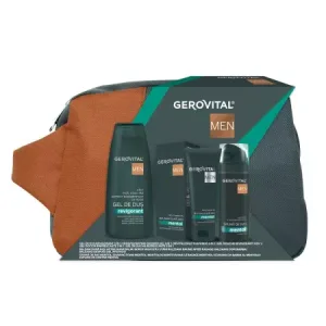 Gerovital Men borseta 37750 (Spuma ras mentol 200ml+ balsam ras 100ml +  Gel dus revigorant 3 in 1 400ml)  1 pach. Farmec