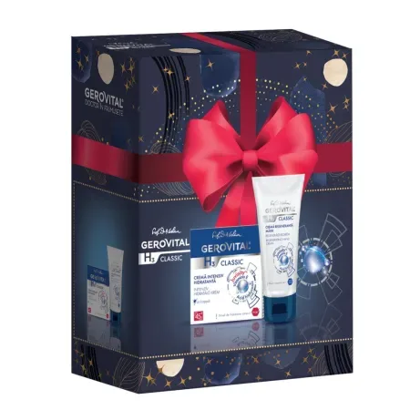 Gerovital H3 classic caseta 44630 (Crema intens hidratanta zi 50ml + Crema regeneranta maini 100ml)  1 pach. Farmec — preț și oferte