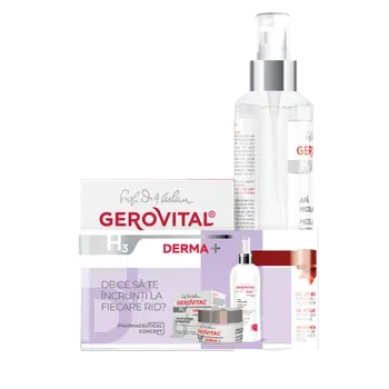 Gerovital H3 Derma + pachet  (Crema antirid fermitate 50ml + Apa micelara 150ml)  1 pach. Farmec — preț și oferte