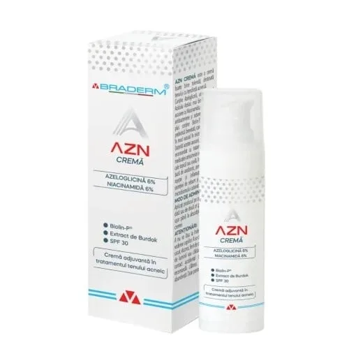 Azn crema adjuvanta in tratamentul tenului acneic 30ml fl. BRADERM — preț și oferte