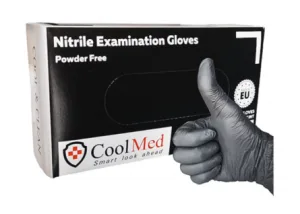 Manusi examinare nitril nepudrate negre ""M"" - cool med 100 buc top Glove