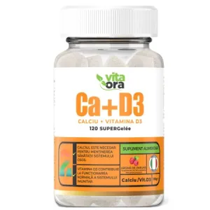 Calciu  + D3 super gelee aroma zmeura  120 jeleuri Vita Ora
