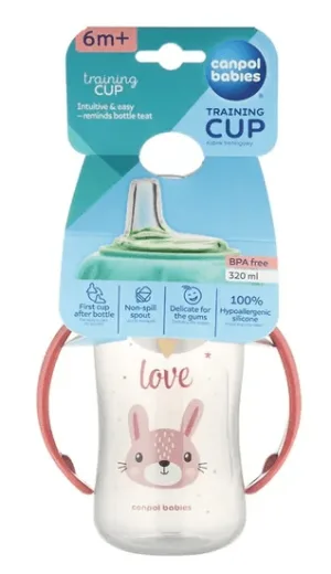 Canpol 56/512 Canita antrenament silicon Cute animals roz 6+ luni 320 ml