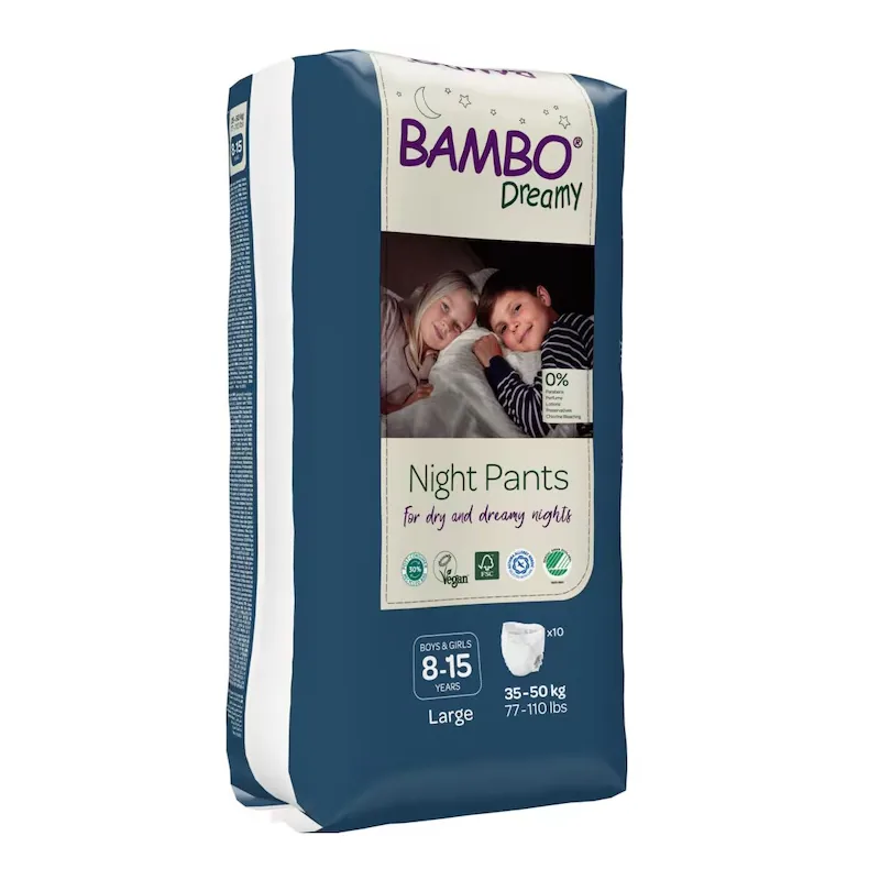 Scutece chilotel Eco, Dreamy Night, Unisex, Large, 8-15ani, 35-50kg, 10 bucati, Bambo Nature — preț și oferte