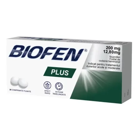 Biofen Plus 200mg+12,80mg, 20 comprimate filmate, Biofarm — preț și oferte