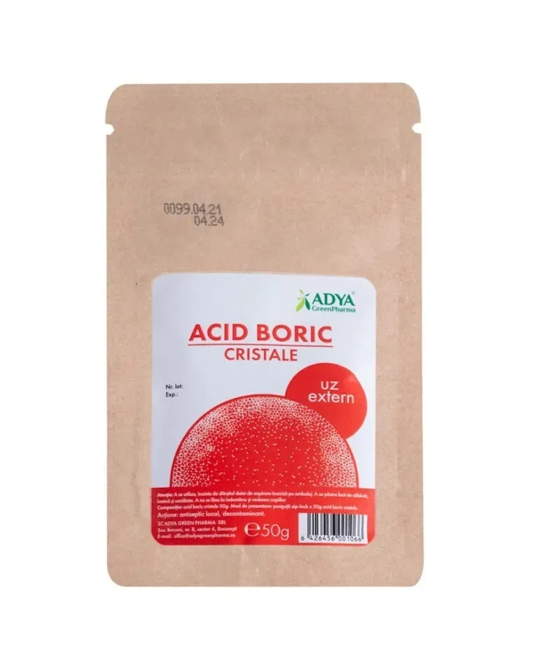Acid boric cristale, 50g, Adya Green Pharma — preț și oferte