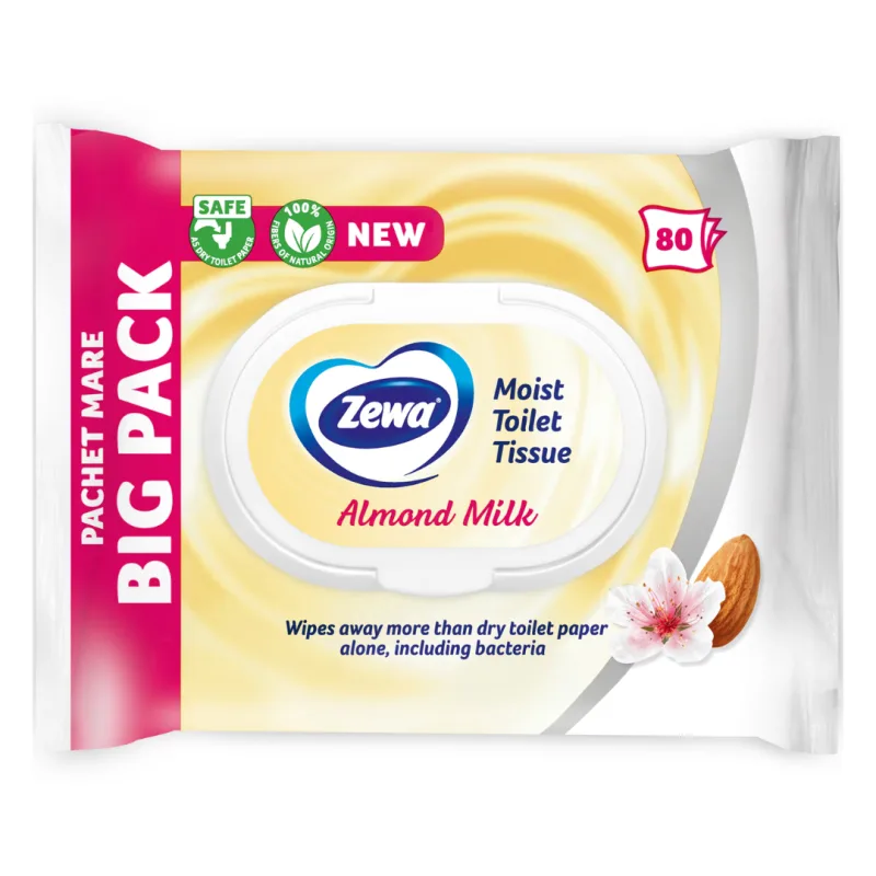 Hartie igienica umeda, Almond, 80 bucati, Zewa — preț și oferte