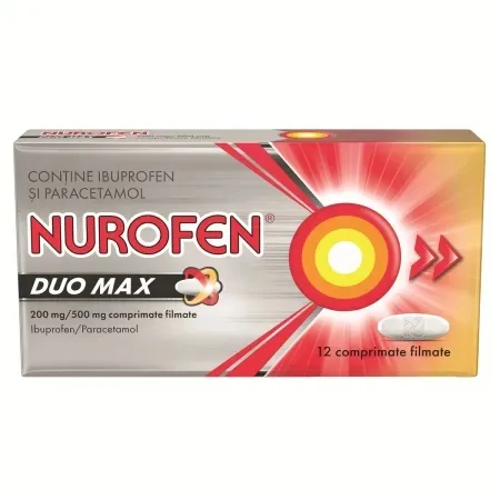 Nurofen Duo Max, 200mg/500mg, 12 comprimate filmate, Reckitt Benckiser — preț și oferte