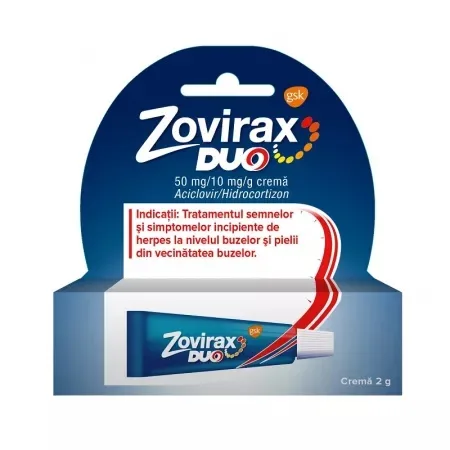 Zovirax Duo crema 50mg/10mg/g, 2g, Gsk GLAXOSMITHKLINE — preț și oferte