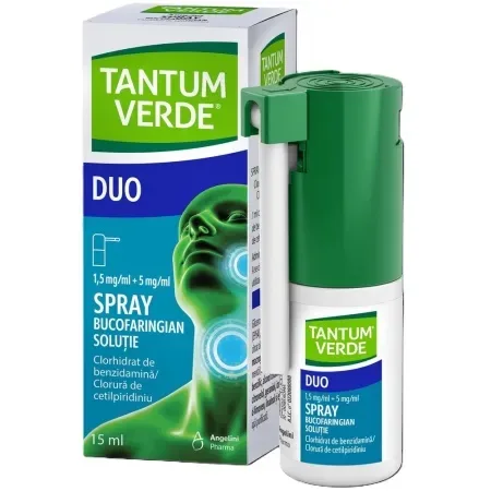 TANTUM VERDE DUO 1,5 mg/ml + 5 mg/ml X 1 SPRAY BUCOFARINGIAN, SOL. ANGELINI PHARMA ÖST — preț și oferte