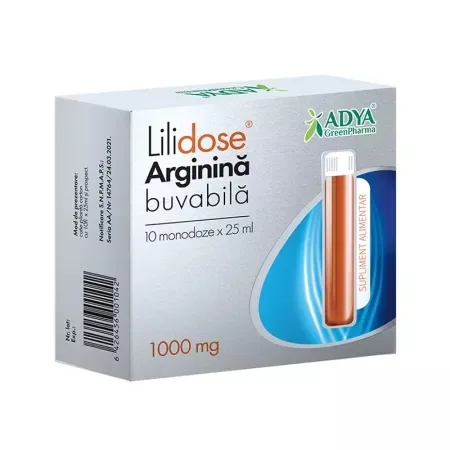 Arginina Buvabila Lilidose 1000mg, 25ml, 10 monodoze,, Adya Green Pharma — preț și oferte