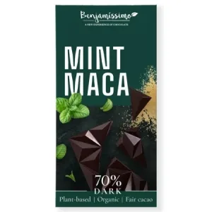 Ciocolata neagra 75% bio cu cacao nibs, 60 g, Benjamissimo