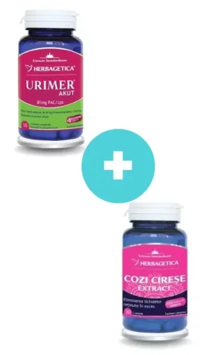 Pachet Urimer Akut, 10 capsule + Extract Cozi Cirese, 30 capsule, Herbagetica
