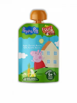 Piure din fructe cu banane Peppa Pig, 90g, Fruit Funk