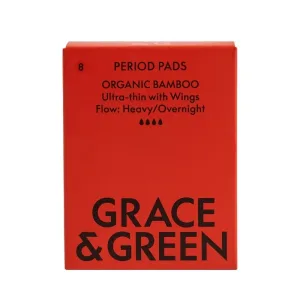 Absorbante de noapte din bambus, 8 bucati, Grace & Green