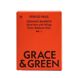 Absorbante de zi din bambus organic, 10 bucati, Grace & Green