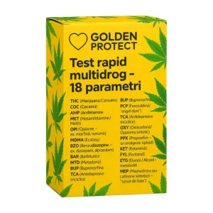 Test Rapid multidrog depistare 18 droguri din urina, 1 bucata, Golden Protect