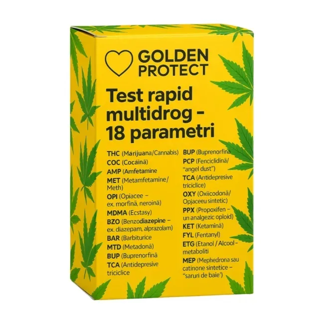 Test Rapid multidrog depistare 18 droguri din urina, 1 bucata, Golden Protect — preț și oferte