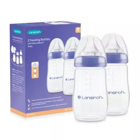 Biberon cu tetina din silicon flux mediu, 240ml, 2 bucati, Lansinoh — preț și oferte