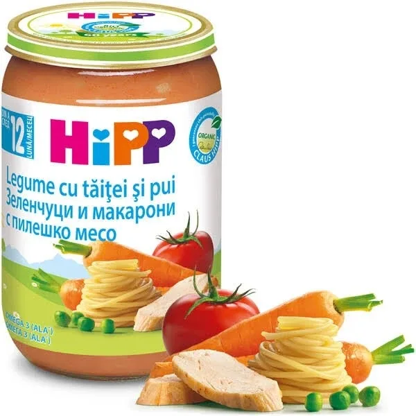 HIPP Legume cu Taitei si Carne de Pui BIO 12luni+, 220 g — preț și oferte