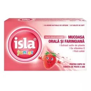 Isla junior cu aroma de capsuni, 20 tablete de supt, Salveo