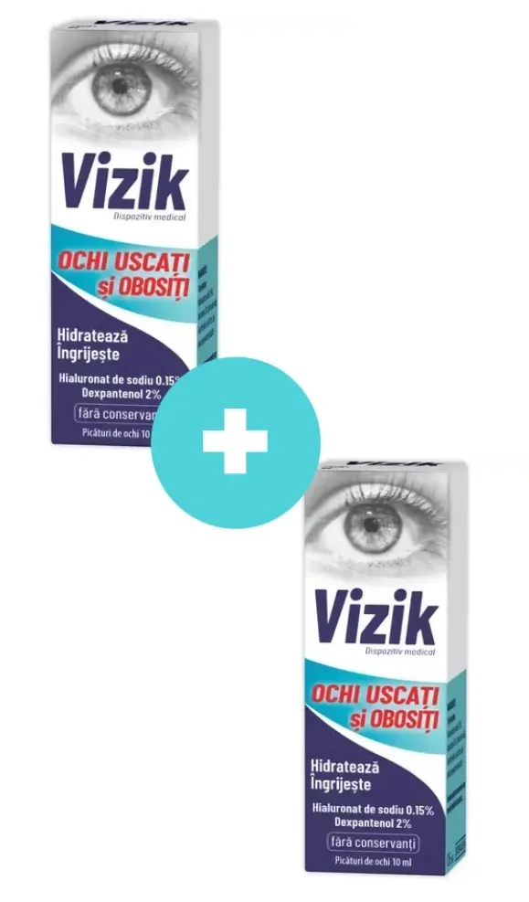 Picaturi pentru ochi uscati si obositi Vizik, 10ml, 2 bucati, Zdrovit — preț și oferte