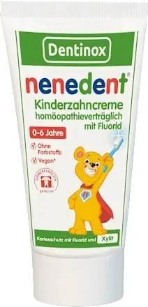 Pasta de dinti cu fluor Nenedent Homeopat pentru copii, 0-6ani, 50ml, Dentinox