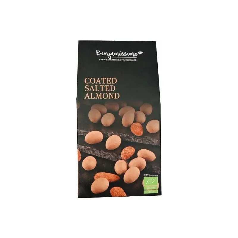 Migdale sarate invelite in ciocolata cu caramel sarat, bio, 60g, Benjamissimo — preț și oferte
